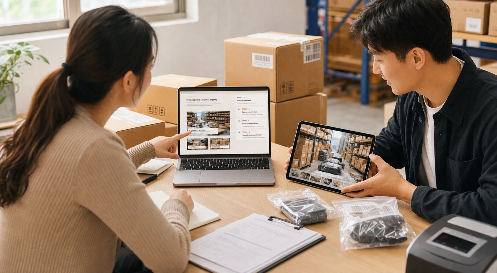 TikTok Shop seller and operations coordinator reviewing a fast product sourcing decision