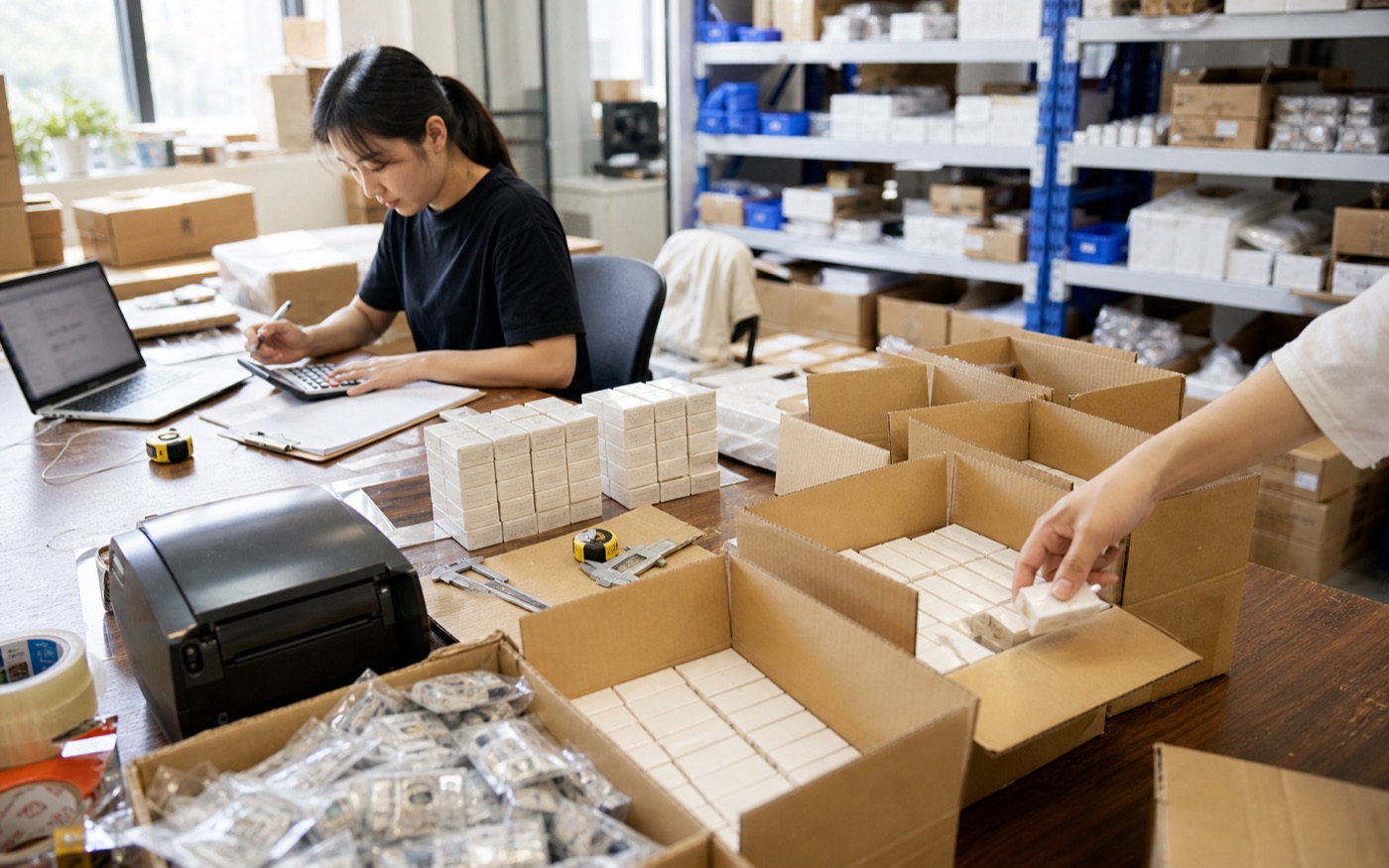 Counting and boxing many identical units to weigh up minimum order quantity