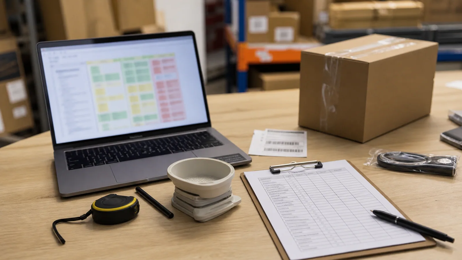Product review desk used to compare MOQ, cost, and route assumptions