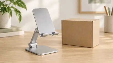 An aluminium phone stand