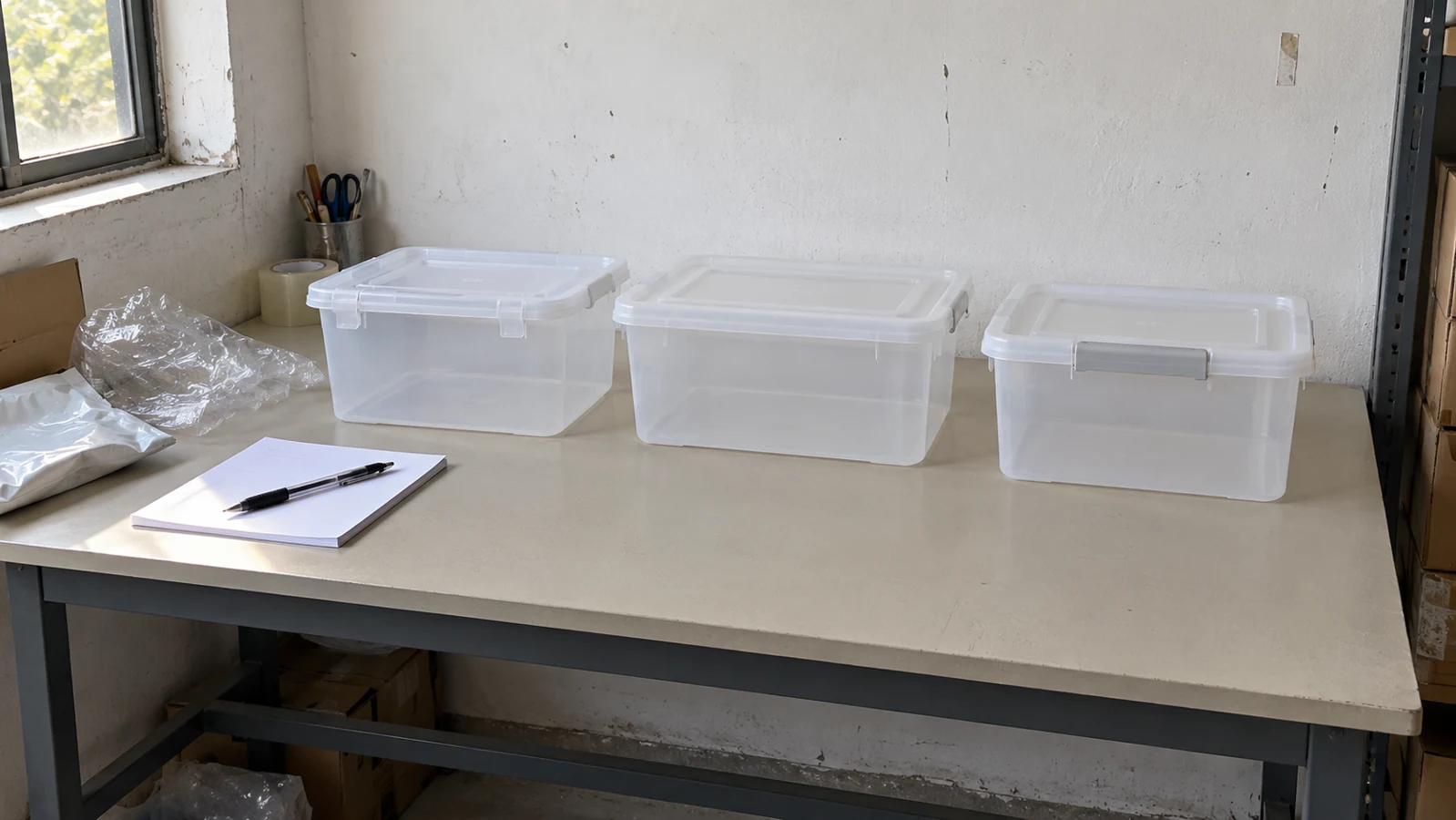 Product samples from several suppliers laid out for comparison