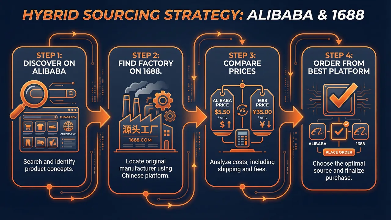 Hybrid sourcing strategy using both Alibaba and 1688