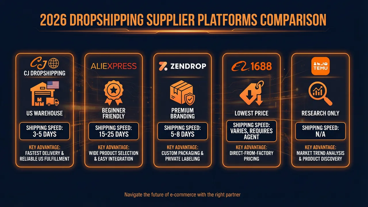 Dropshipping supplier platform comparison for 2026
