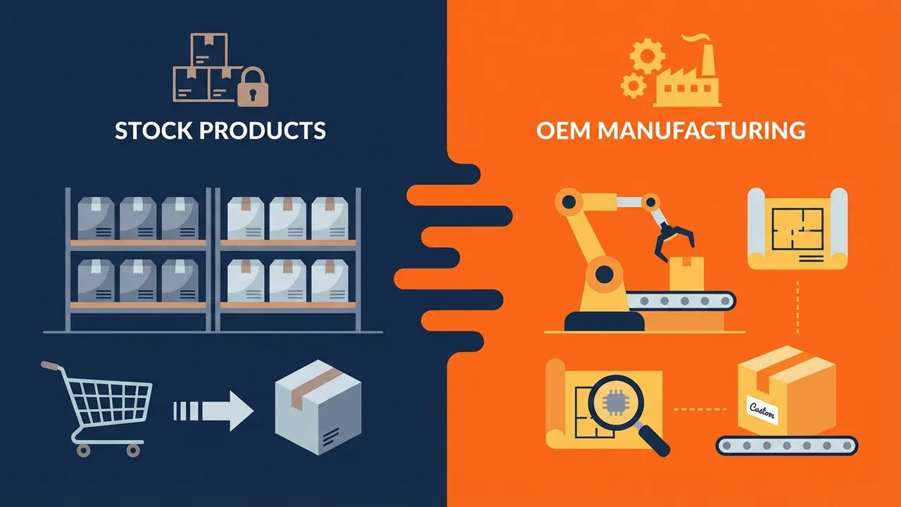 Comparacion entre stock y OEM para MOQ y tiempo de entrega