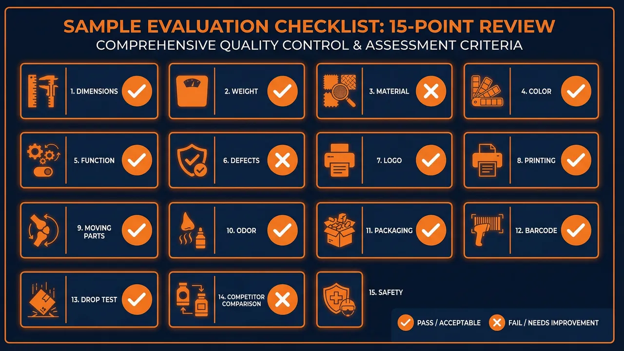 15-point sample evaluation checklist for quality assessment
