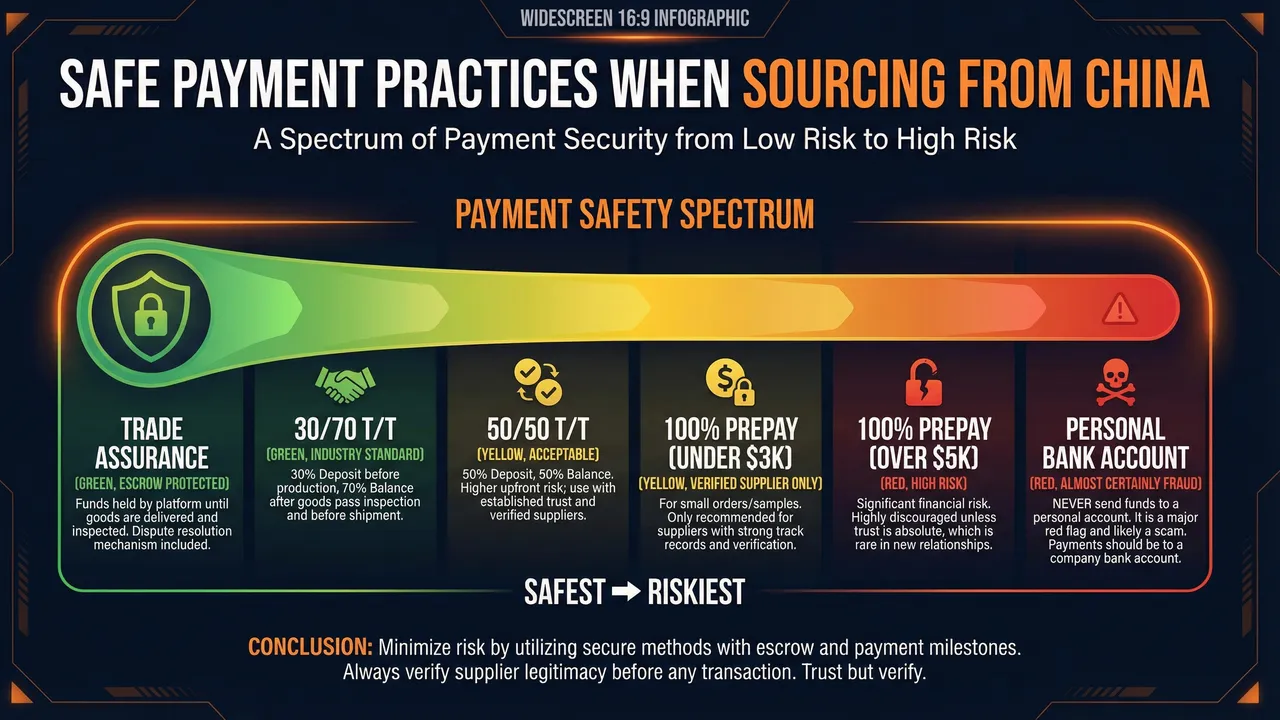 Safe vs risky payment practices when sourcing from China
