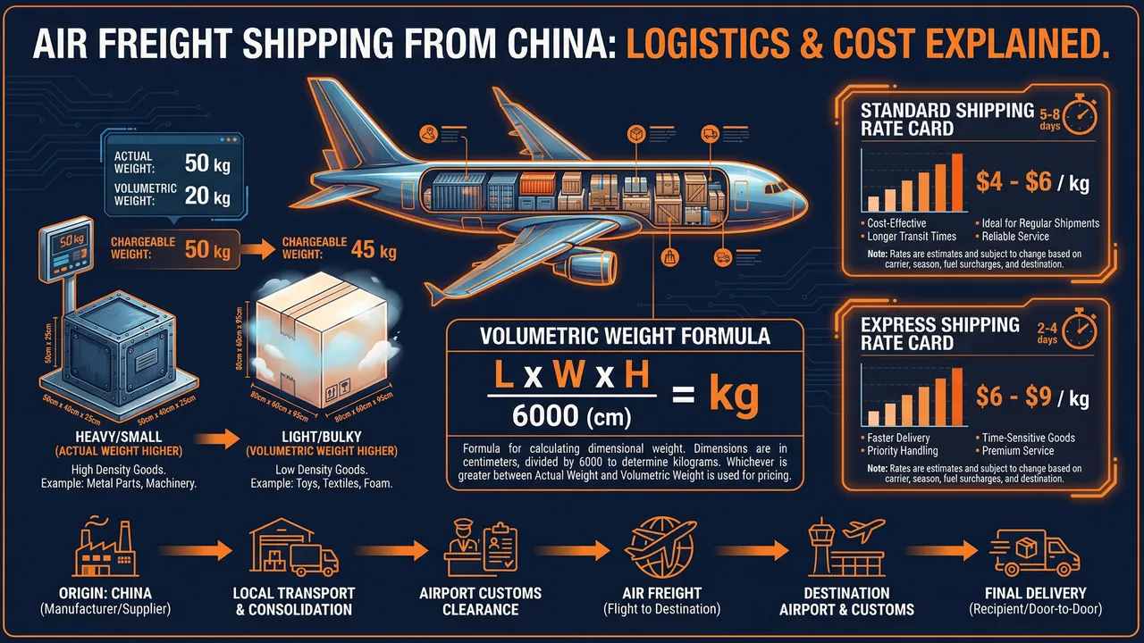 Air freight rates and volumetric weight calculation guide