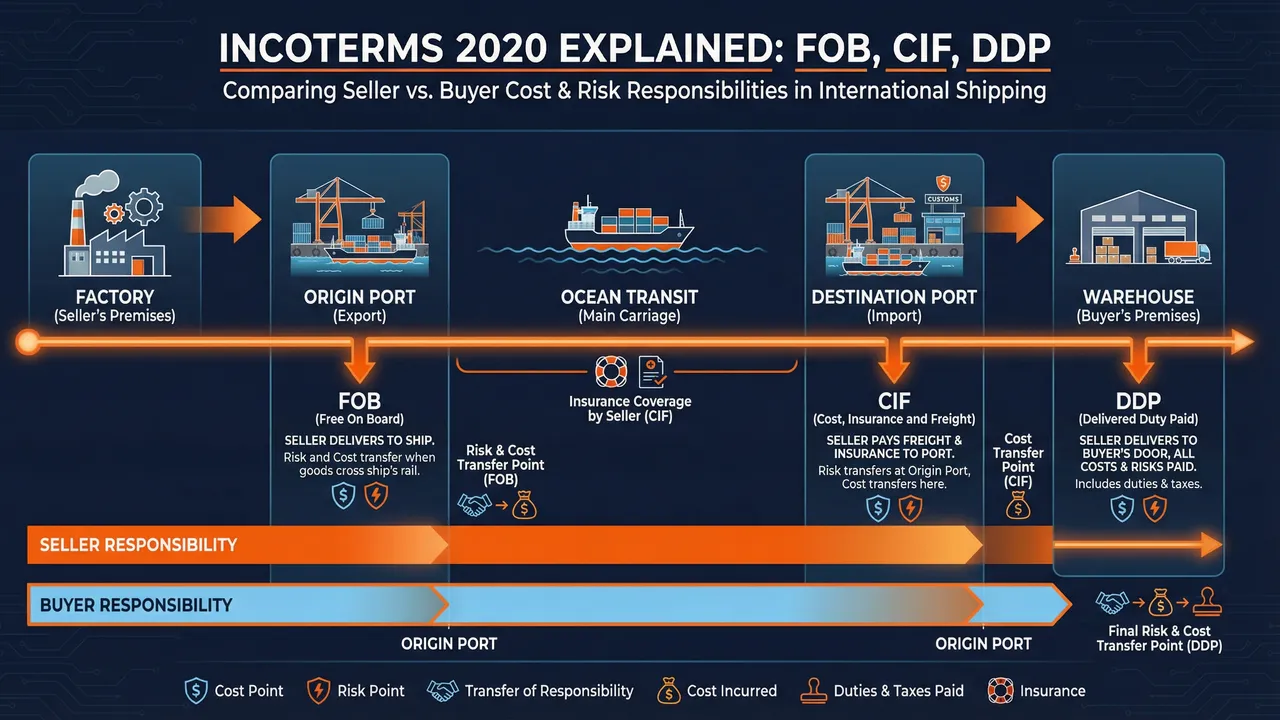 FOB, CIF, and DDP Incoterms explained for China shipping
