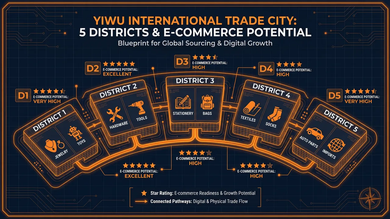 Yiwu International Trade City 5 districts overview
